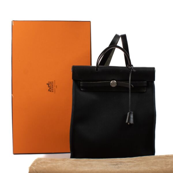 Hermès Herbag Backpack Black Toile Officier/Vache Hunter BPHW