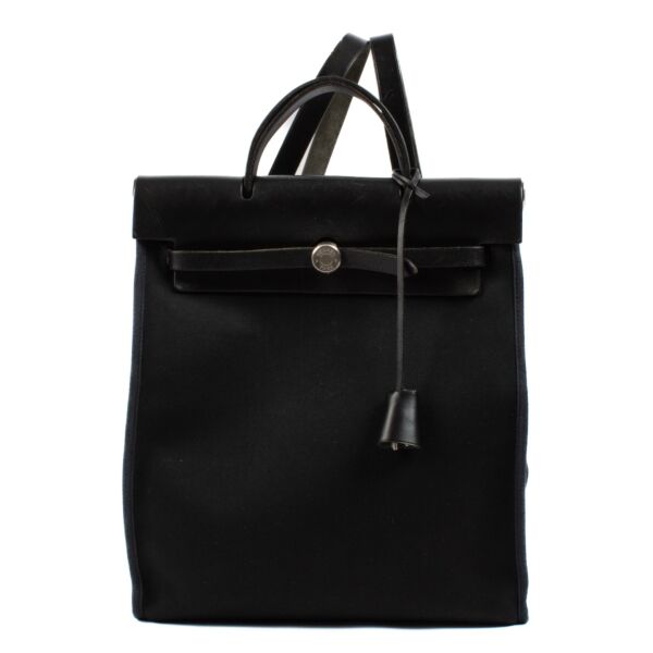 shop 100% authentic second hand Hermès Herbag Backpack Black Toile Officier/Vache Hunter BPHW on Labellov.com