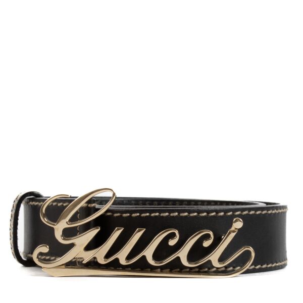 Gucci Dark Brown Logo Belt - size 80