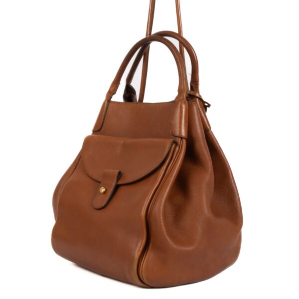 Delvaux Camel Leather Equivoque Bag