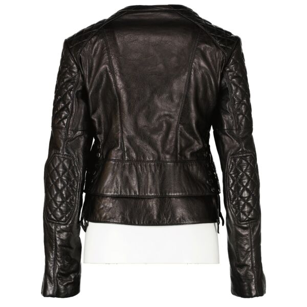 Balenciaga Black Quited Lambskin Biker Jacket - Size 40