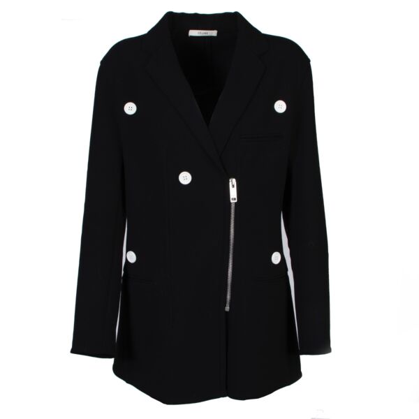 Shop safe online 100% authentic second hand Celine Ss16 Black Wool Button Jacket in very good condition at Labellov in Antwerp.