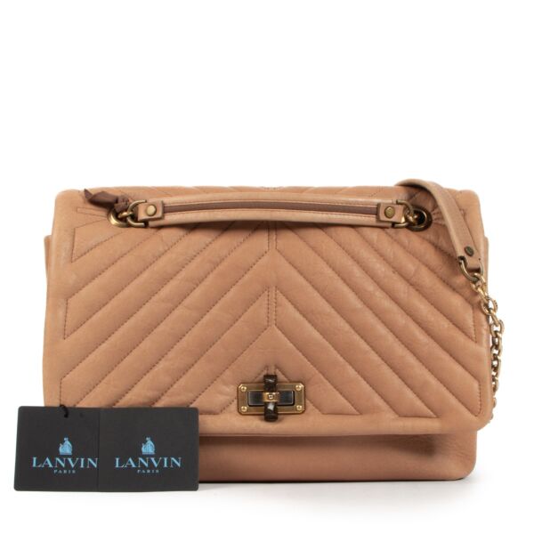 Lanvin Happy Large Taupe Quilted Lambskin Shoulder Bag