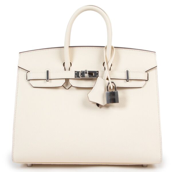 Shop exclusive second hand Hermès Birkin 25 Sellier Nata Epsom Palladium Hardware at Labellov