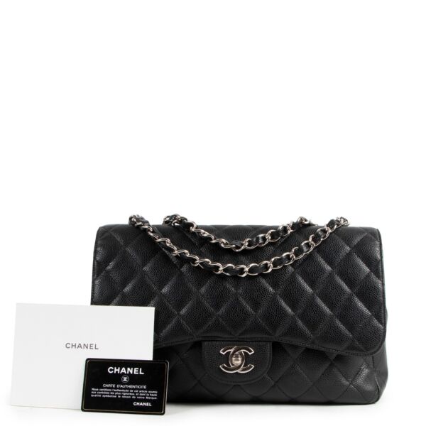 Chanel Black Caviar Leather Large Classic Single Flap Bag