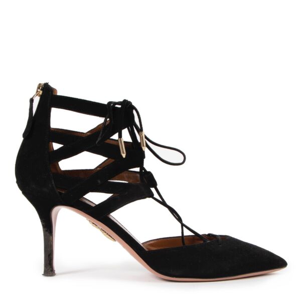 Aquazzura Black Suede Belgravia Heels - Size 39