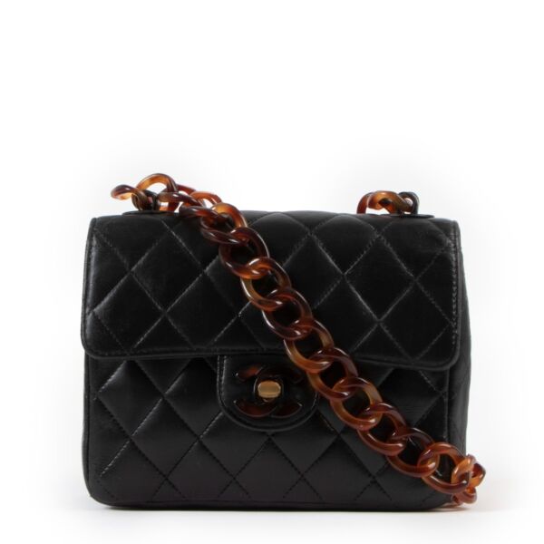 Chanel Vintage Tortoise Chain Mini Square Classic Flap Bag