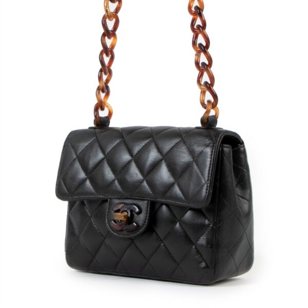 Chanel Vintage Tortoise Chain Mini Square Classic Flap Bag