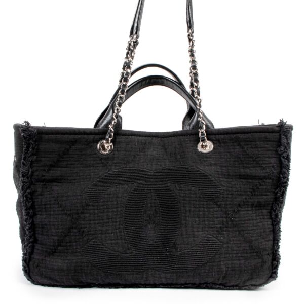 Chanel Double Face Medium Deauville Fringe Canvas Shopping Tote Bag