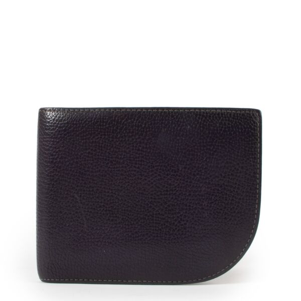 Delvaux Purple Leather D Shape Bi-Fold Wallet 