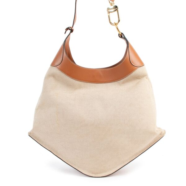 Delvaux Satan Beige Canvas Shoulder Bag 