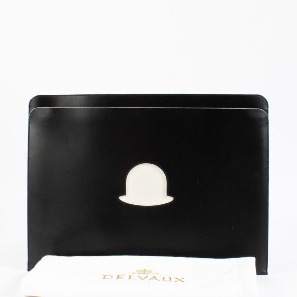 Delvaux Black/Ivory Trompe L'oeil Bowler Hat Pochette A4