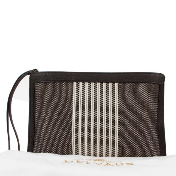 Delvaux D to D Toile Sangle Taurillon Ebène Clutch