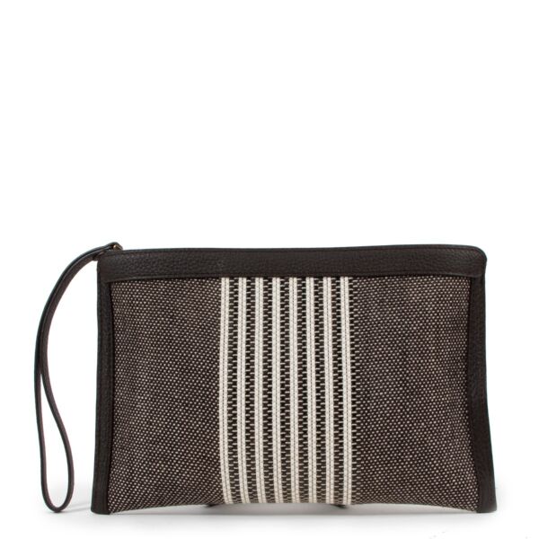Delvaux D to D Toile Sangle Taurillon Ebène Clutch