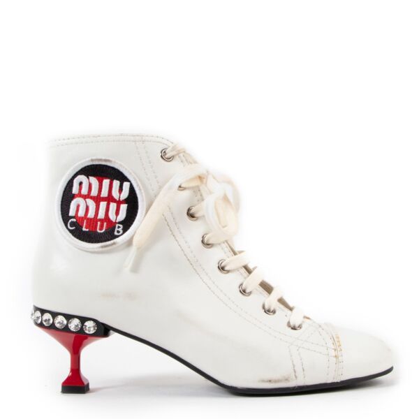 Miu Miu SS18 White Lace Up Sneaker Boots