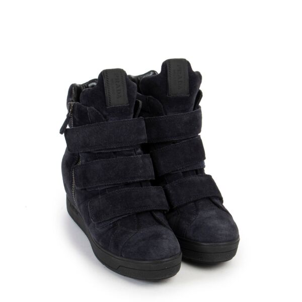 Prada Blue Suede Wedge Sneakers - size 36