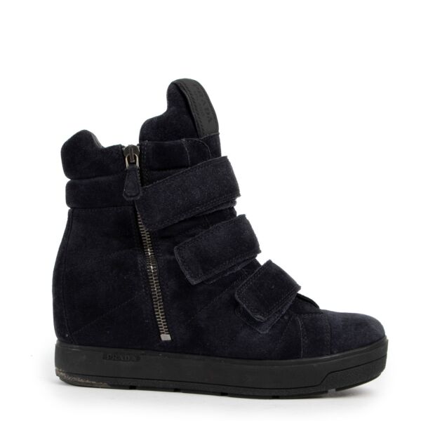 Prada Blue Suede Wedge Sneakers - size 36