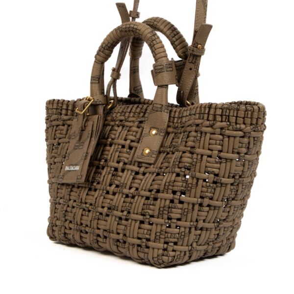 Balenciaga Taupe Bistro XS Basket Top handle