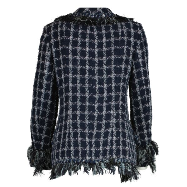 Chanel 14A Blue Tweed Jacket - size 36
