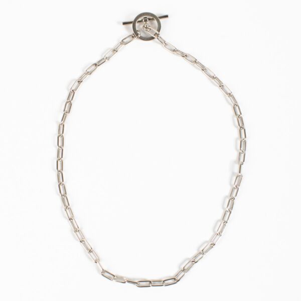 Hermès Sterling Silver Chain Toggle Necklace