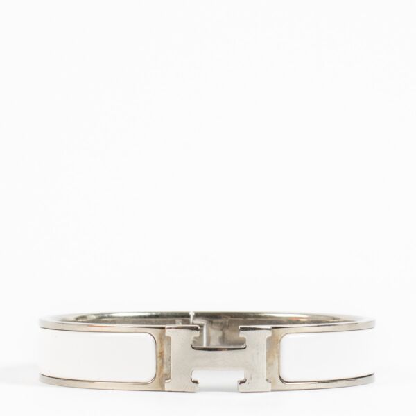 Hermès White Clic H Bracelet