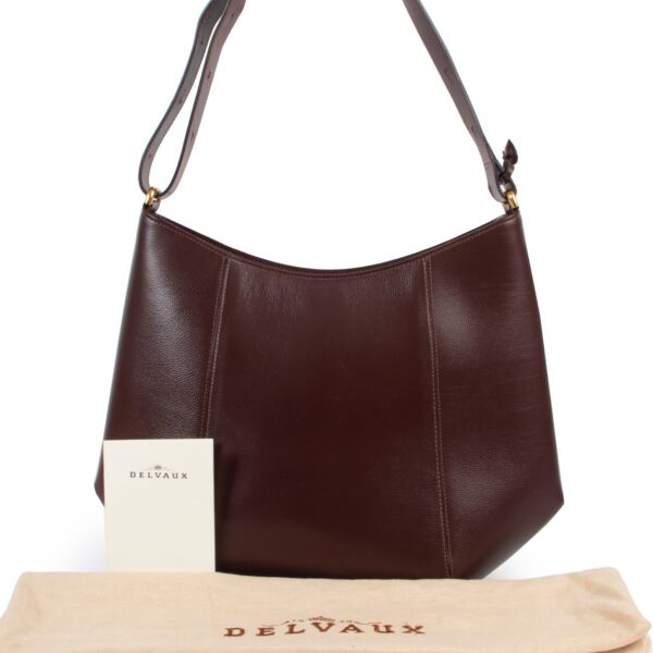 Delvaux Chestnut Brown Jumping Leather Souhait Shoulder Bag