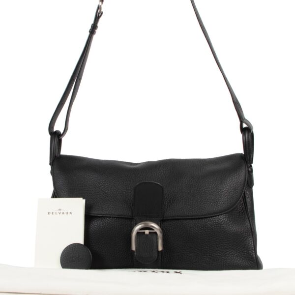 Delvaux Black Taurillon Crispé Leather Brillant Besace Shoulder Bag