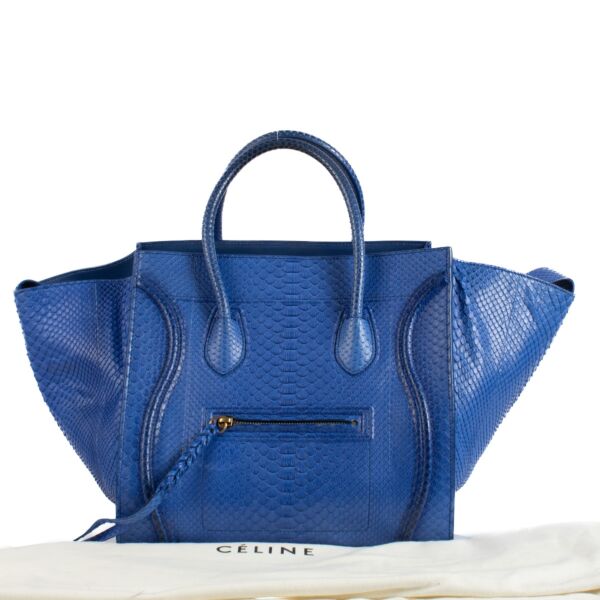 Celine Blue Python Medium Luggage Phantom Bag