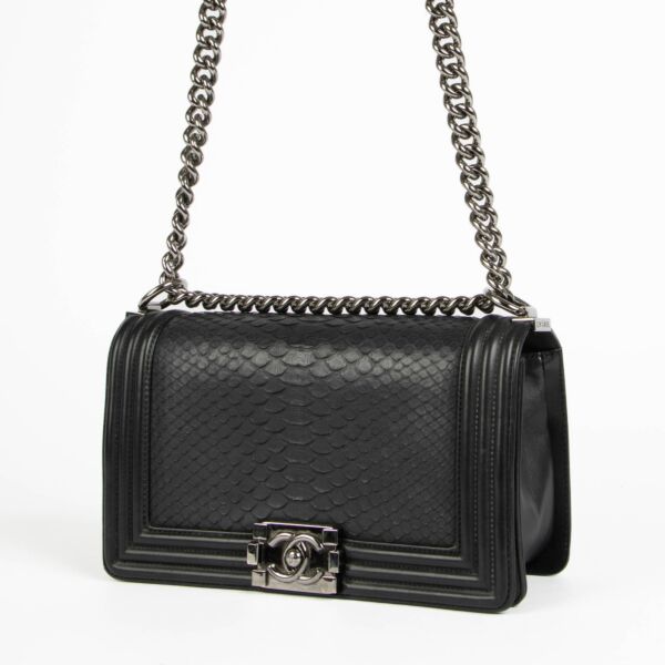Chanel Black Python Medium Boy Chanel Bag