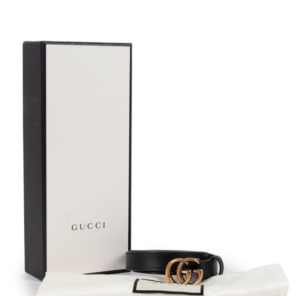 Gucci Black GG Belt - Size 75