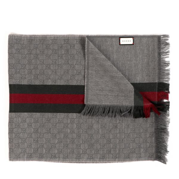 Gucci Grey Monogram Web Scarf