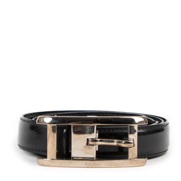 Buy online an authentic second hand Cartier vintage black leather belt in very good condition at Labellov in Antwerp. 