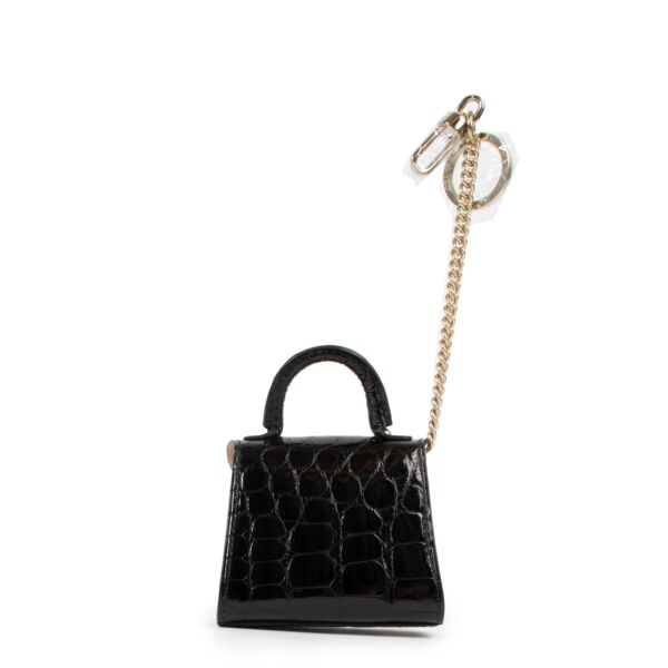 Delvaux Black Shiny Alligator Brillant Keychain/Bag Charm