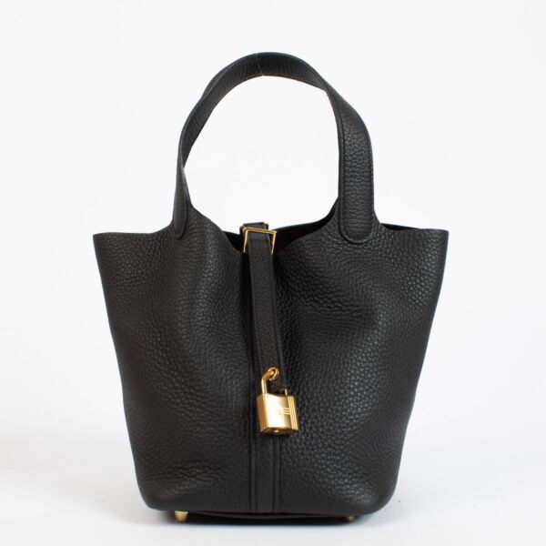 Hermès Picotin Lock 18 Black Clemence GHW 
