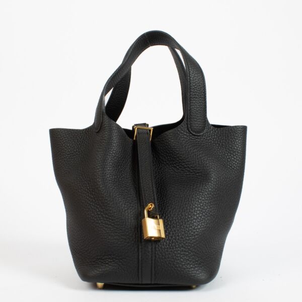 Hermès Picotin Lock 18 Black Clemence GHW 