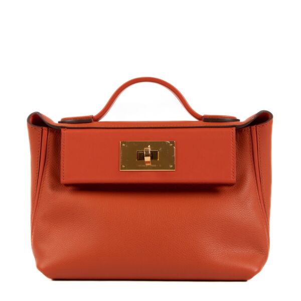 Hermès 24/24 21 Verso Terre Battue/Orange Poppy Gold Hardware