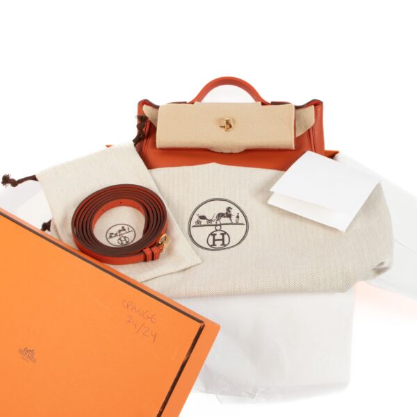 Hermès 24/24 21 Verso Terre Battue/Orange Poppy GHW