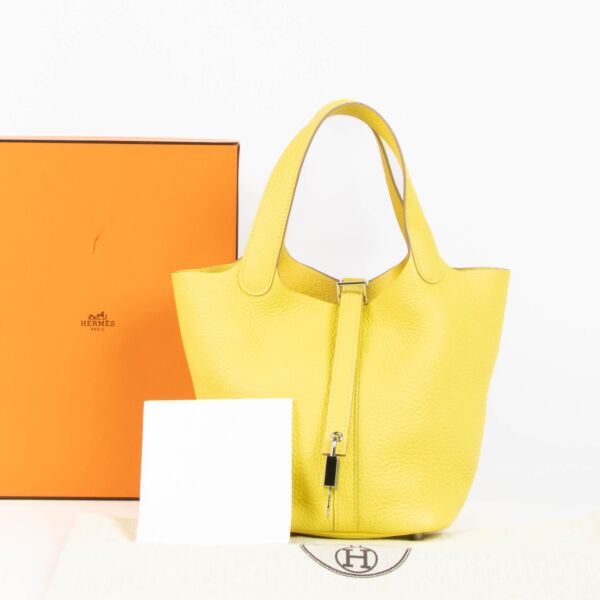 Hermès Picotin Lock 18 Lime Clemence PHW Top Handle Bag