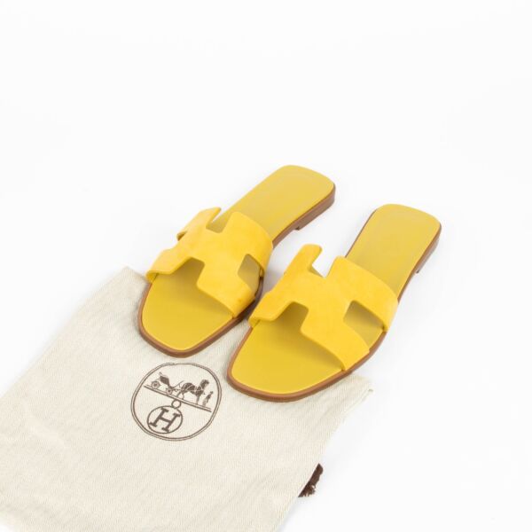 Hermès Yellow Suede Oran Sandals - Size 40