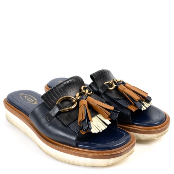 Tods Blue Leather Flats - Size 37,5