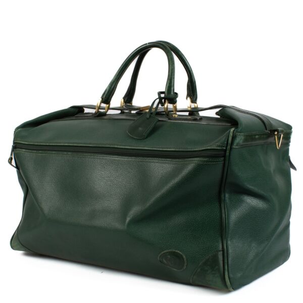 Gucci Green Leather Vintage Travel Bag