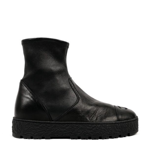 Chanel Black Stretchy Lambskin CC Ankle Boots
