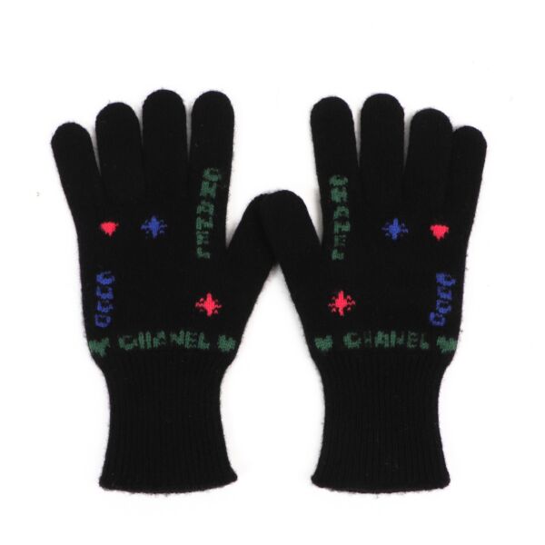 Chanel Logo Black Cashmere Gloves