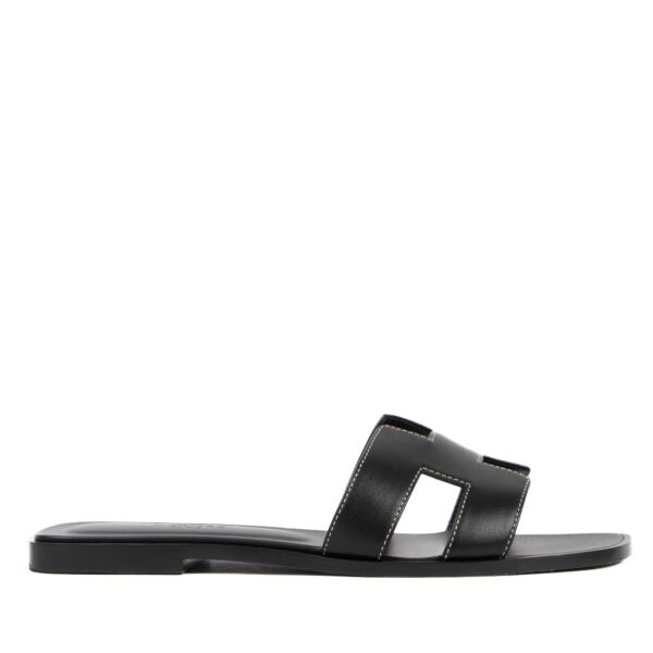 shop 100% authentic second hand Hermès Black Oran Sandals - Size 38 on Labellov.com