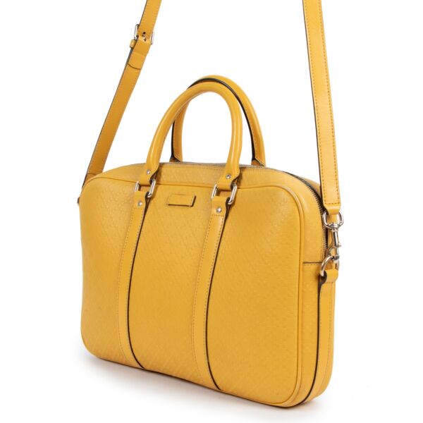 Gucci Yellow Bright Diamante Leather Briefcase