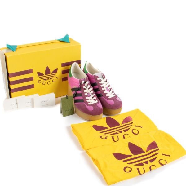 Gucci x Adidas Pink Velvet Wedge Gazelle Sneakers - Size 38