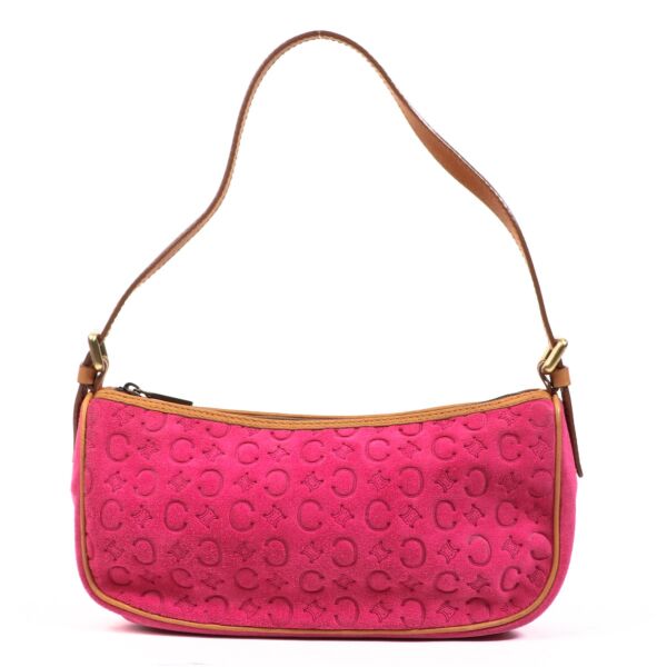 Celine Vintage Embossed Pink Suede Shoulder Bag for the best price at Labellov secondhand luxury. We buy and sell your authentic designer bags for the best price.