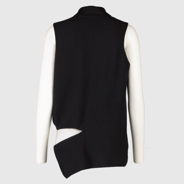 Chanel 02C Black Cut Out Sleeveless Polo Top - FR42