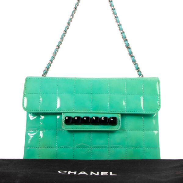 Chanel Green Patent Leather Keyboard Flap Bag