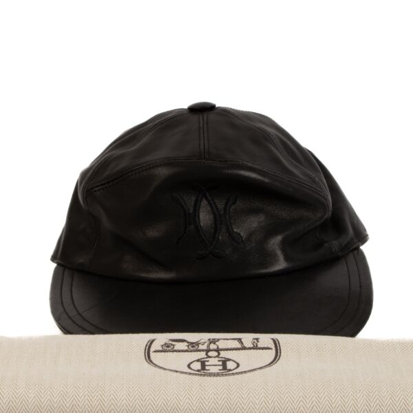 Hermès Black Leather Cap